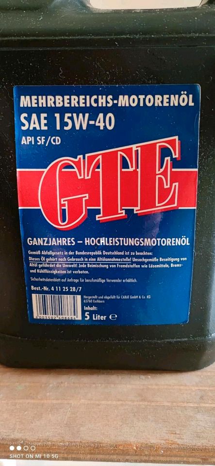 Motoröl GTE 5W-40, 5 l. original verschlossen in Ralingen