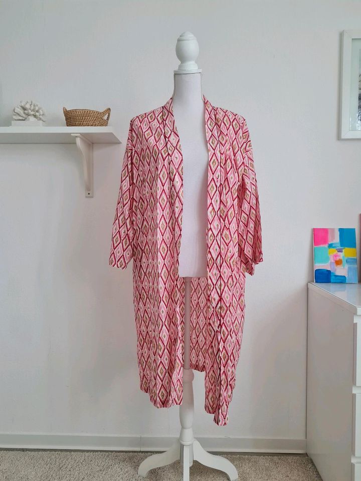 Block Print Baumwolle Kimono Rot Pink in Rotenburg (Wümme)
