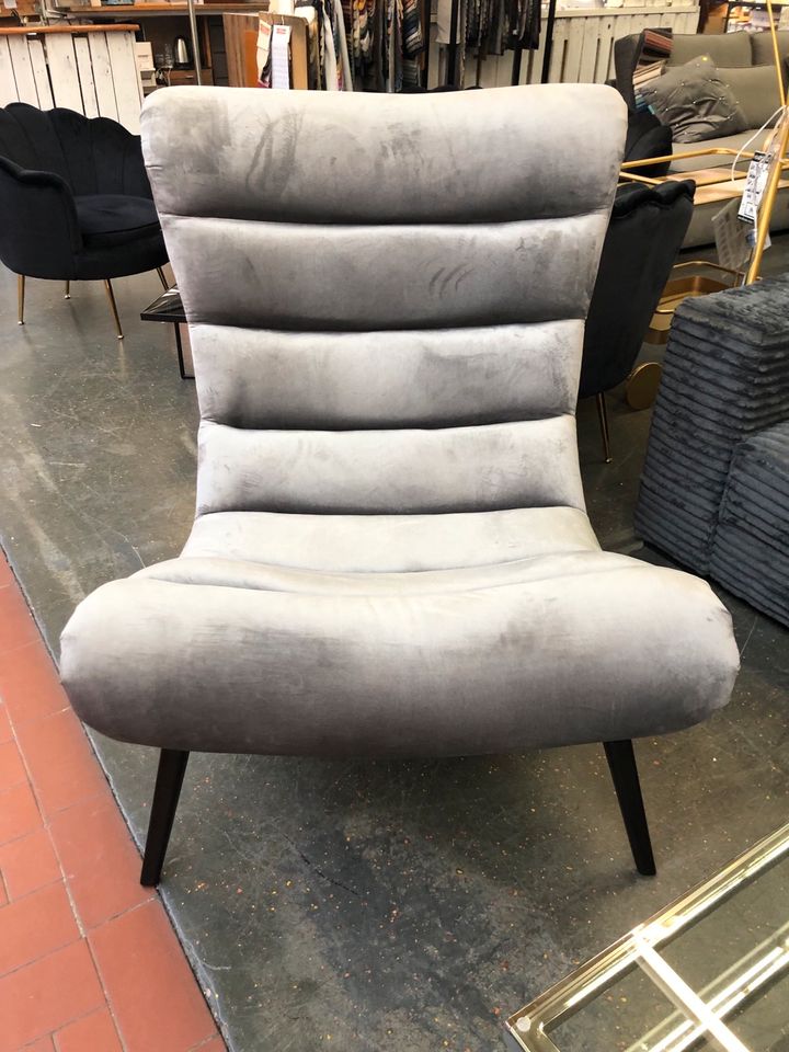 XL Sessel Cocktailsessel Retrosessel Relaxsessel Samt Grau in Bremen