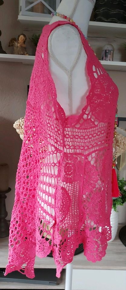 HÄKEL Tunika Weste ** 36 38 40 42 ** Pink Ibiza Boho Style in Waldbröl