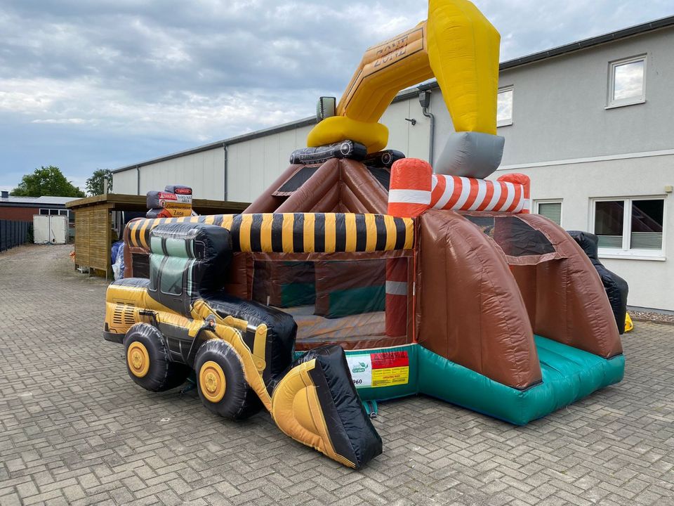 Bagger Baustellen Hüpfburg mit Rutsche mieten leihen in Vechta