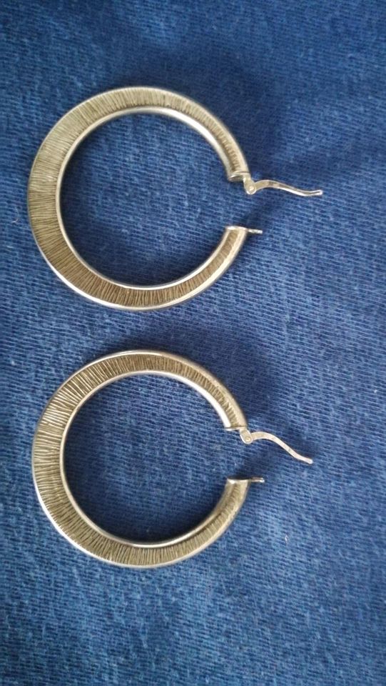 Elegante Creolen Ohrringe 925 Silber 3,8 cm in Ratingen