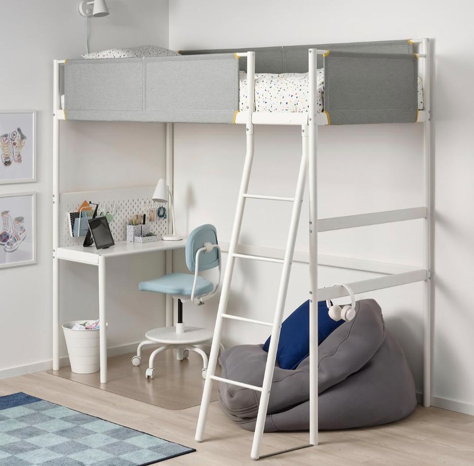 IKEA Vitval Kinder Hochbett mit Schreibtisch weiß/grau 90x200 in Berlin
