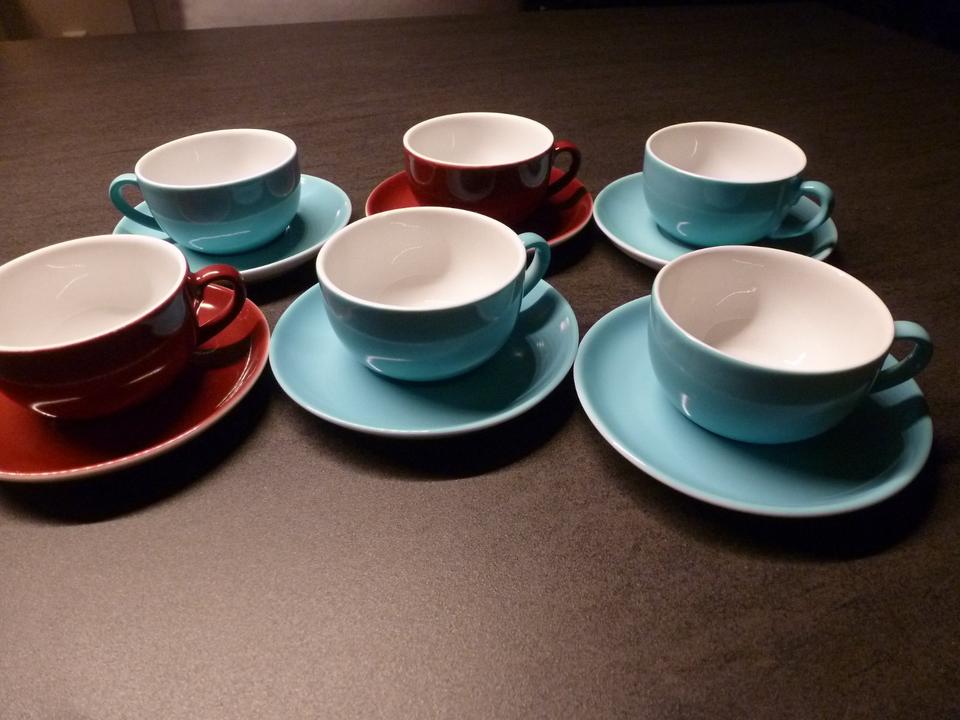 Mitterteich Bavaria. 6 Espressotassen + Untertassen mint/bordeaux in Bremen