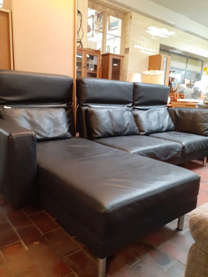 Ledercouch Ecksofa von Brühl schwarzes Leder in Solingen