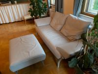 Rolf Benz 1600 Ledersofa hellgrau mit Hocker Sofa Couch Nordrhein-Westfalen - Warburg Vorschau