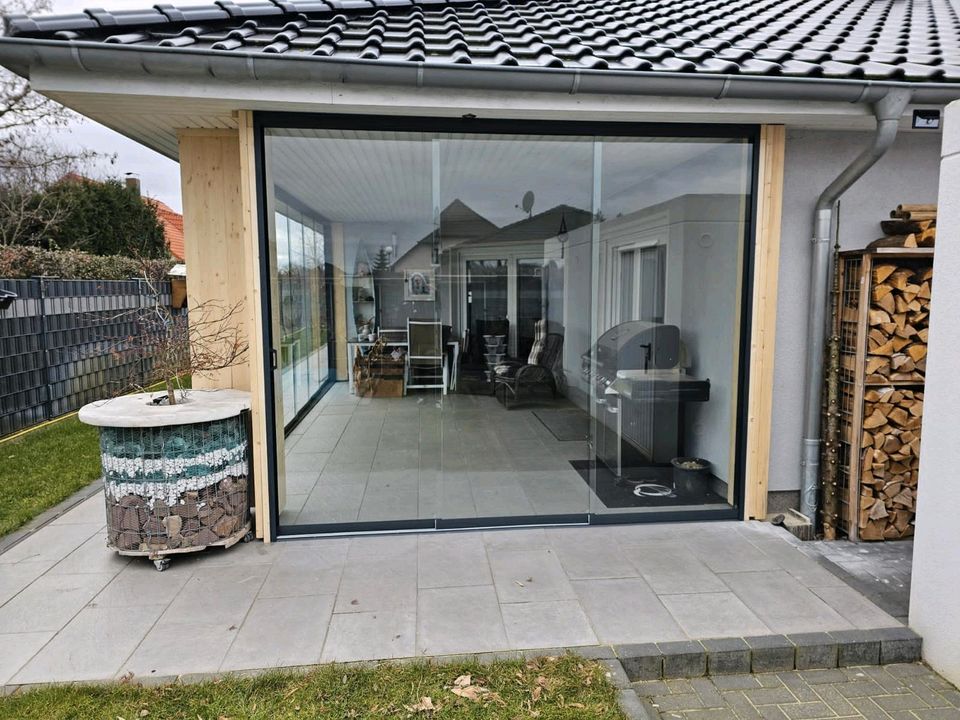 Glasschiebewand 10 mm ESG günstig € 399 , kleine ( unsichtbare) Lackfehler, Glasschiebewände für Terrassendach Rahmenlose Terrassentüren in Osterode am Harz