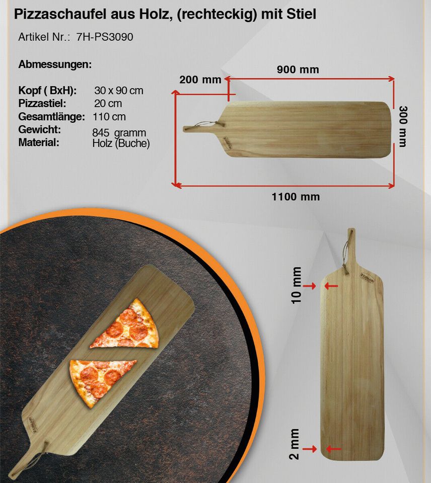 Pizzaschaufel aus Holz, mit Stiel, 30x90x110 Ofenschaufel ✅NEU in Speyer