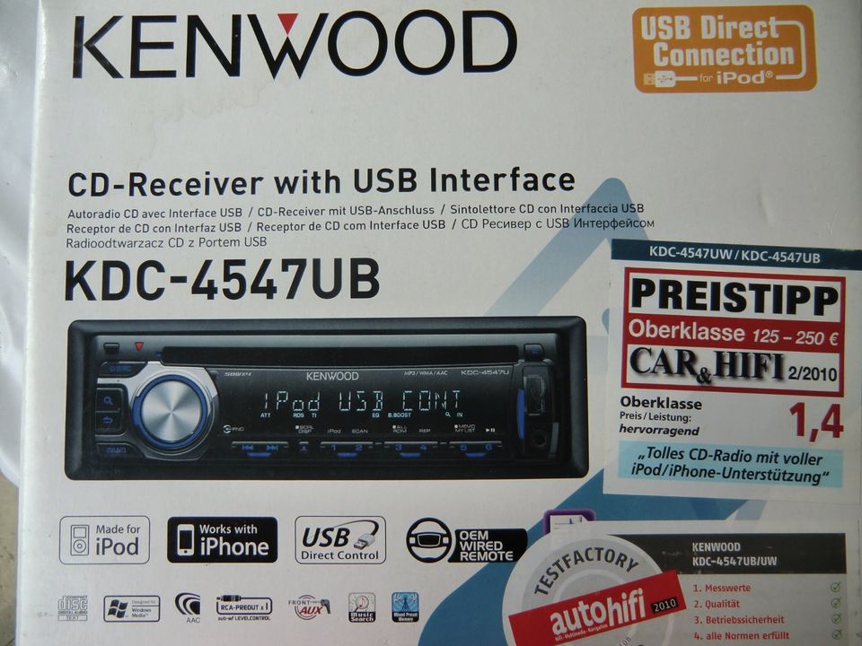 KENWOOD KDC - 4547UB CD, USB, AUX, I-POD, RCA, NEUWERTIG, OVP in Polling