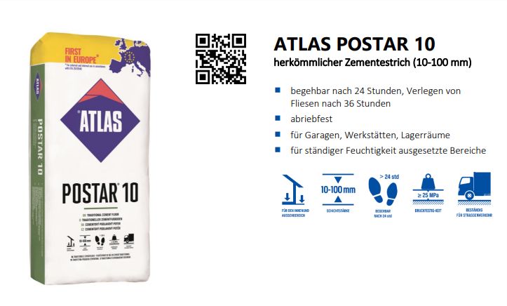 Postar 10 Zementestrich Zementfußboden Estrich 10 bis 100 mm 25Kg in Bochum