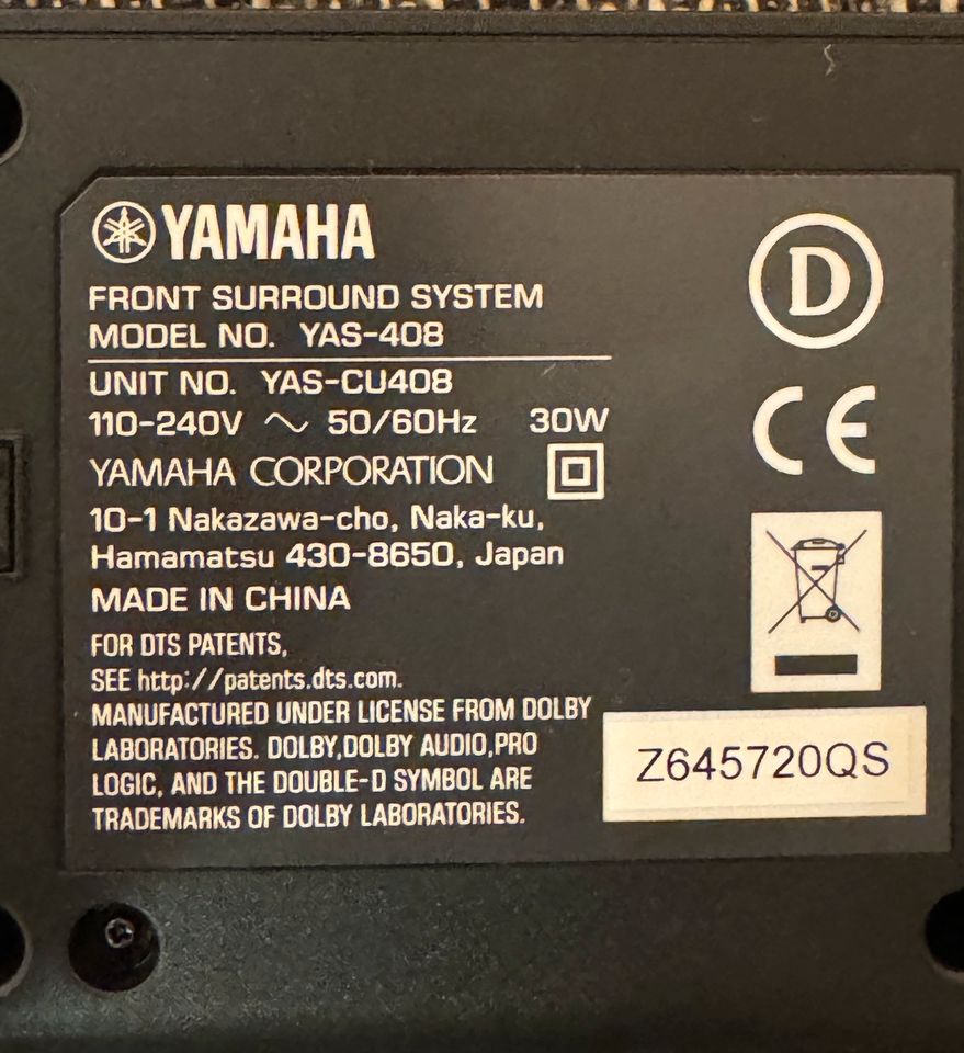 Yamaha Soundbar incl Subwoofer YAS 408, wie Neu! in Köln