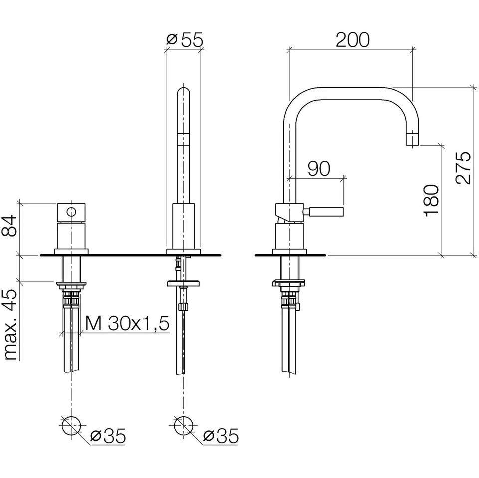 Dornbracht Meta 02 Spültisch-Zweiloch-Einhandbatterie Platin Matt in Gmund