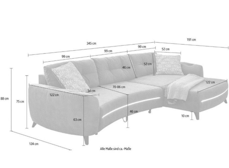 Sofa Couch Schlafsofa LED + Soundanlage WIE NEU!!! Neupreis 1600€ in Nürnberg (Mittelfr)