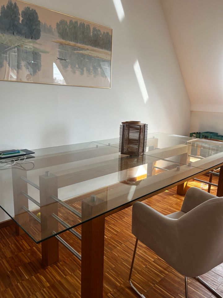 Küchentisch oder Konferenztisch Eiche und Glas massivholz in München
