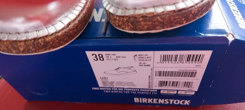 BIRKENSTOCK GARY SILVER Gr. 38 NEU OVP in Düren