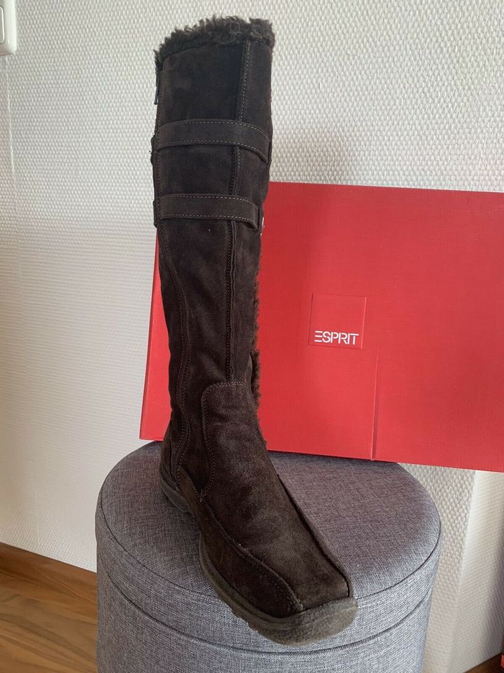 ESPRIT Velourleder Stiefel, neu Gr.40, braun, gefüttert in Wulfsen