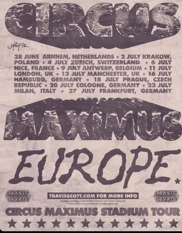 Travis Scott Utopia - Circus Maximus World Tour VIP Packages FRA in München