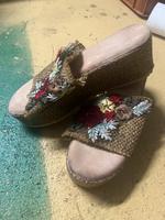 Sandalen wedges Plateau bestickt Bast Blumen Hippie Ibiza Nürnberg (Mittelfr) - Aussenstadt-Sued Vorschau