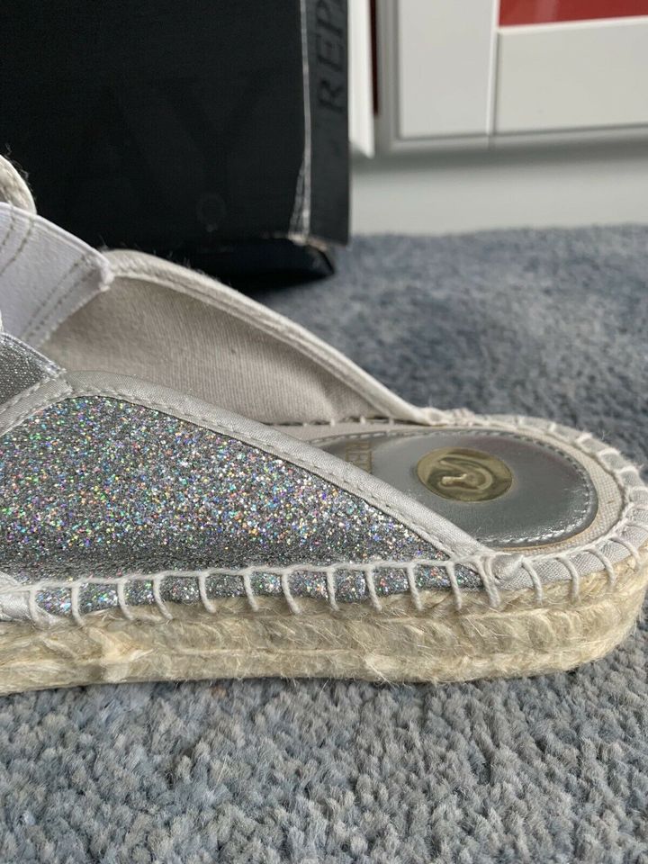 Replay plateau Mules Espandrilles silber Glitzer 41 NEU/ORIGINAL in Ratingen