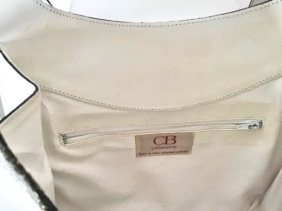 CB Pelletterie Design Echtleder Leder Tasche weiß Umhängetasche in Ustersbach