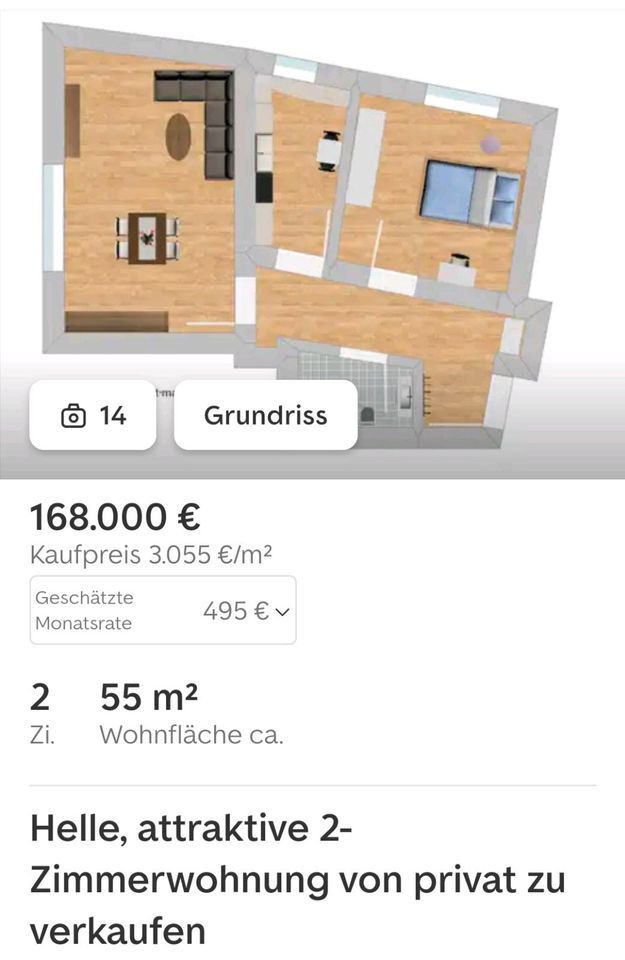 Südstadt  Nürnberg eine 2 Zimmer Wohnung zu verkaufen in Mintraching