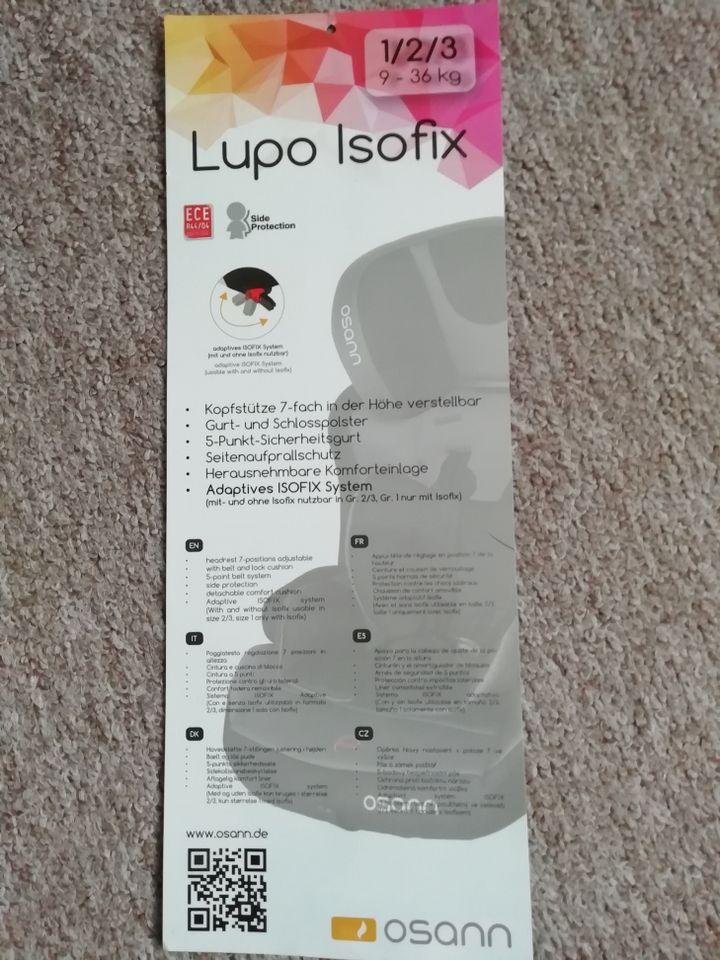 Kindersitz Lupo Isofix 9 - 36 kg, Unfallfrei, in Lauenburg