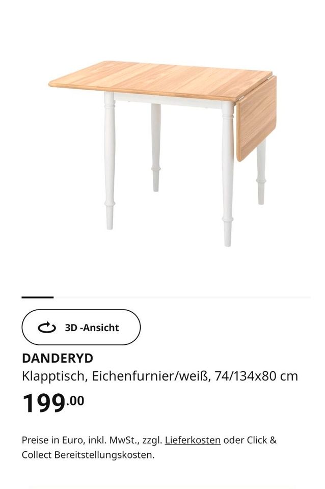 IKEA Danderyd Klapptisch Esstisch 74/134x80 cm in Elmshorn