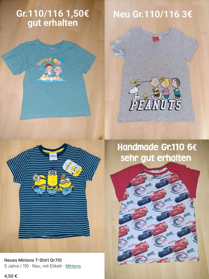 Jungen T-Shirts Gr.110 Peanuts Minions Cars in Neuruppin