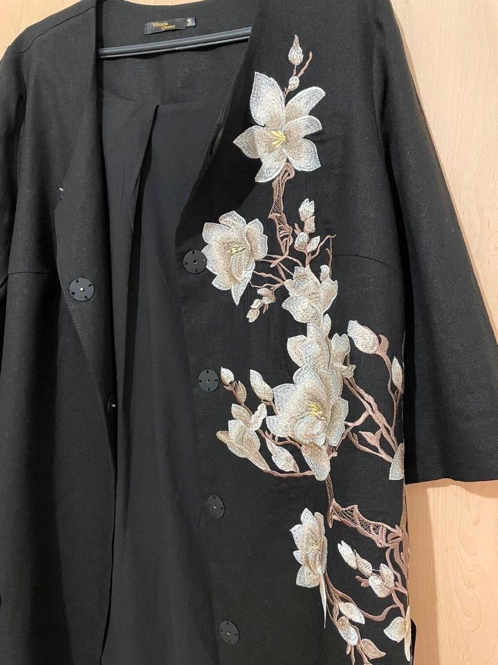 Zweiteiler Damen Kleid Jackett festlich Leinen XL 44-46 neu in Bad Saulgau