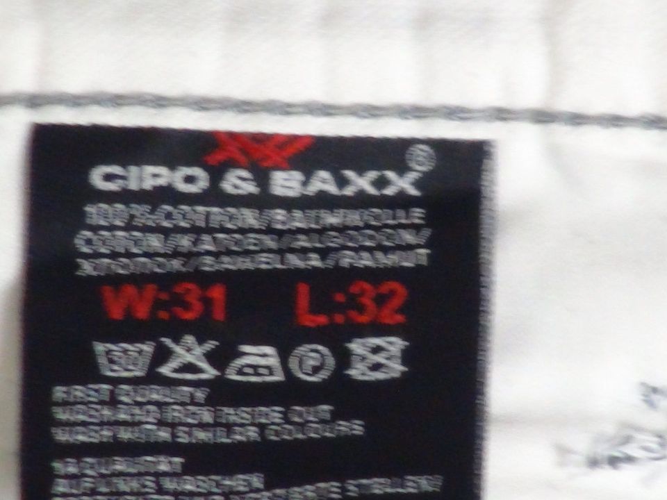 Cipo & Baxx Herren Jeans Hose Gr. 31 W31 L30 weiß denim in Schwerin