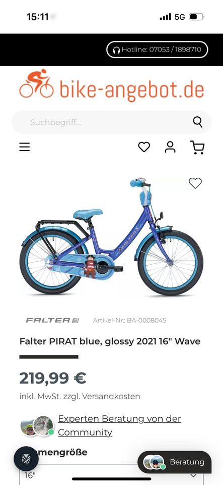 Fahrrad Falter 12 Zoll blau Prirat in Templin