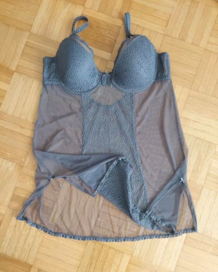 C&A Negligee BH-Hemd Gr.90C Taupe Grau Durchsichtig in Augsburg