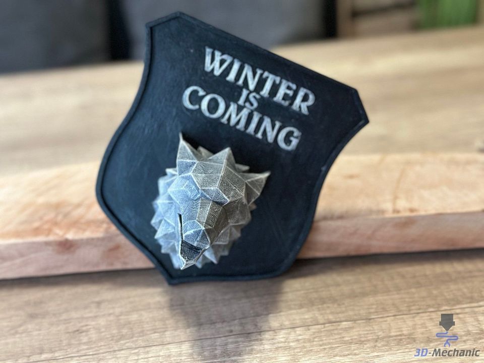 Winter is Coming GoT Wolf Schild 3D Gedruckt in Weil der Stadt