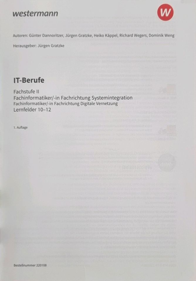 IT-Berufe Buch Fachstufe 2 Lernfeld 10-12 in Kerpen