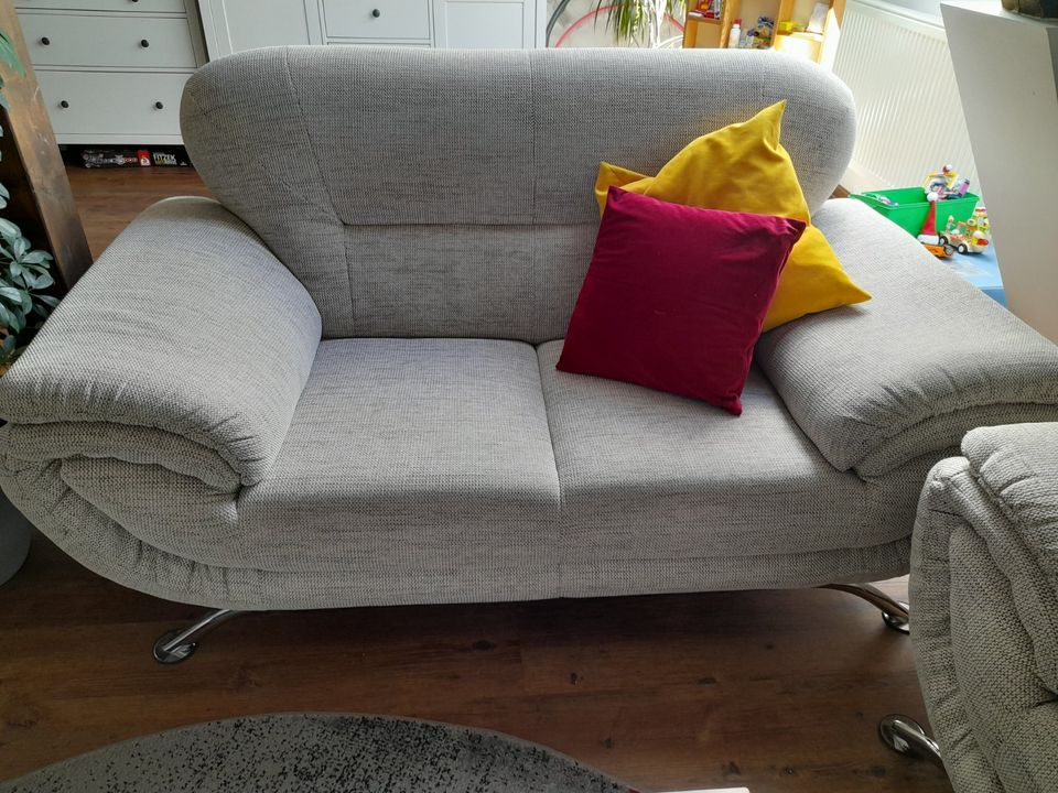 Sofa Wohnlandschaft Couch 2 Sitzer grau in Zehdenick