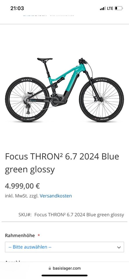 NEU ! FOCUS Thron² 6.7 2024 - 625WH - E-Fully E-MTB E-Bike in Berg