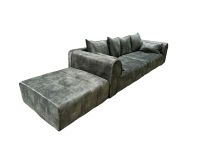 Couchgarnitur / Sofa grün - marmoriert mit Hocker Nordrhein-Westfalen - Lügde Vorschau