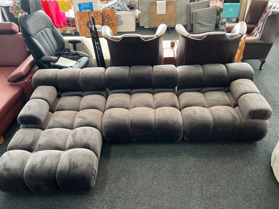 Ecksofa Modern Elemente Sofa Couch Samt grau Möbel UVP 1699€ in Alsfeld