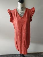Shein M Kleid Midi koralle rot Rüschen Volant Baumwolle kurzarm Bayern - Hallstadt Vorschau