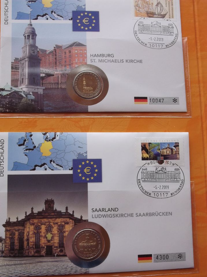 2 Euro Bundesländer Gedenkmünzen im Numisbrief - Album in Völklingen