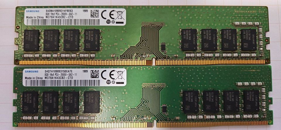 2 x DDR4 RAM  Samsung 8gb/8GB 1Rx8 PC4 2666V UA2 11 in Warburg