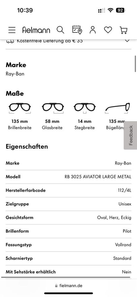 Ray Ban Sonnenbrille in Mitterteich