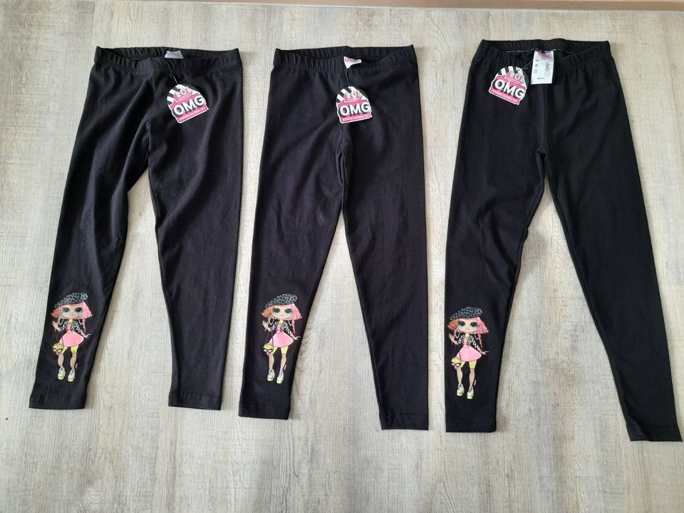 3 dünne Mädchen Leggings 122 L.O.L. schwarz neu mit Etikett in Ursensollen