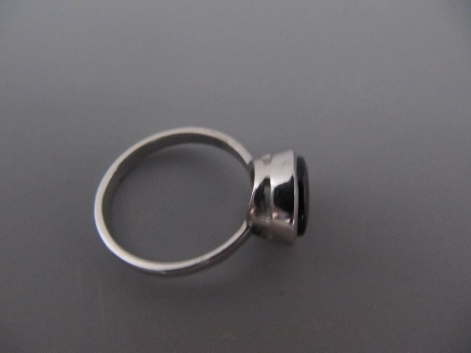 alter 925 Silber Ring mit runden Onyx als Besatz zeitlos und edel in Eystrup