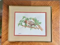 Großes Original Aquarell Vogel Vintage Kunst Gemälde Bilderrahmen Rheinland-Pfalz - Mainz Vorschau