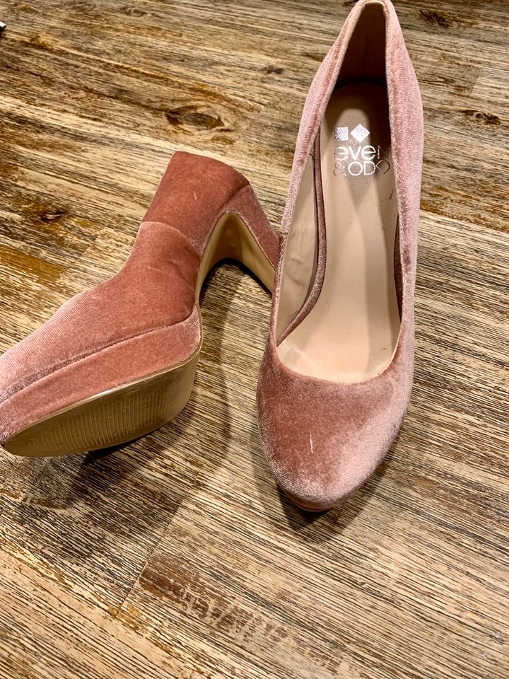 Even & odd Plateau Pumps rosa Samt Velour Hochzeit Party Glanz in Heroldsberg