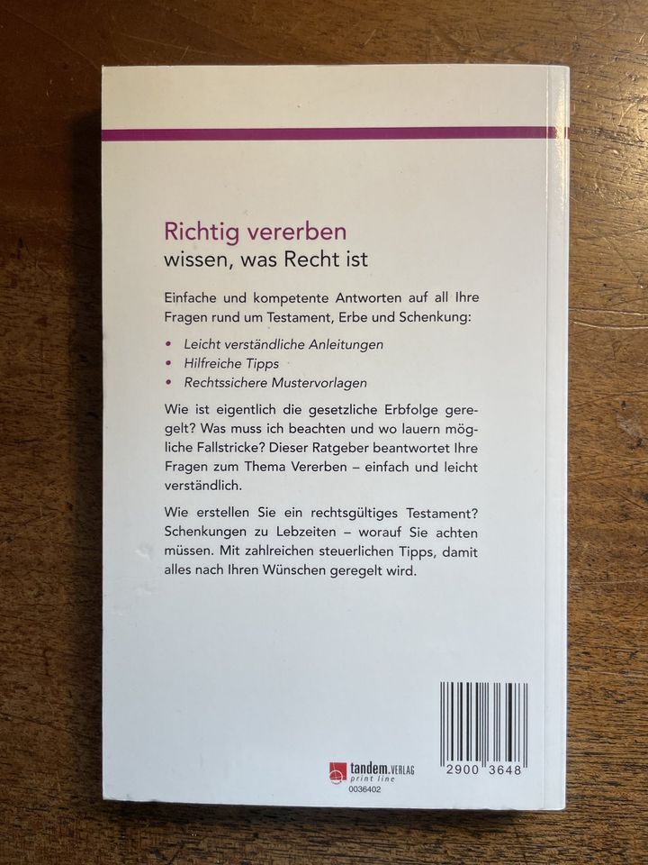 Buch Richtig Vererben wissen, was Recht ist Gut beraten ungelesen in Hamburg