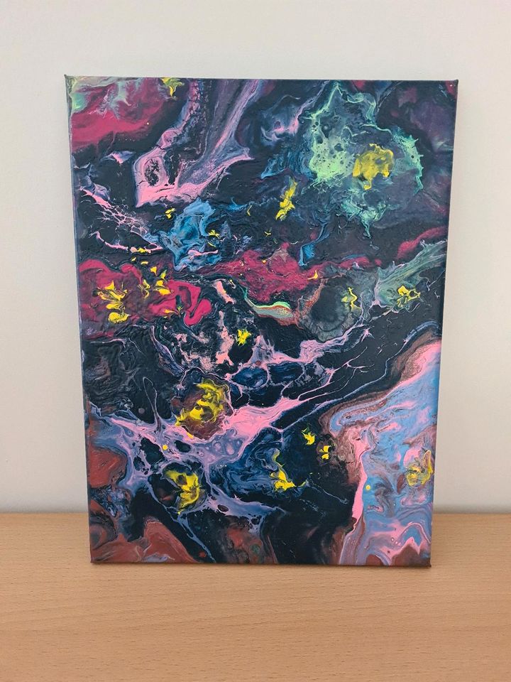 Abstraktes Acrylbild auf Leinwand, Pouring, Fluid Art, 40x30 cm in Illingen