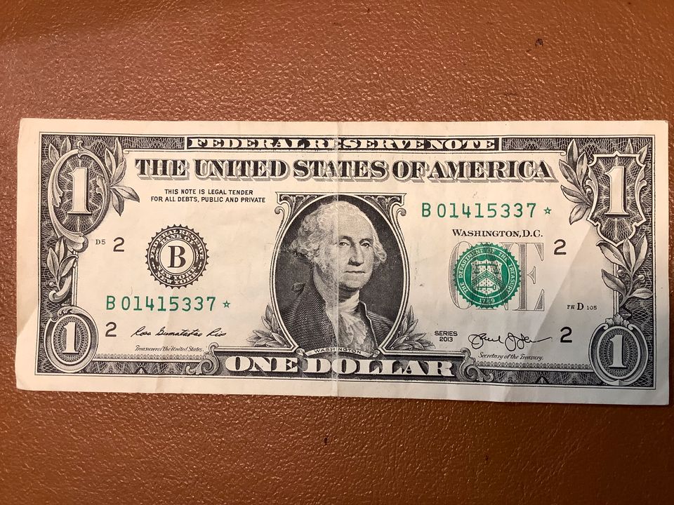 1 US Dollar Geldschein Umlaufgeld STAR-Note in Berlin