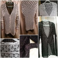 Strickjacke aus Häkelspitze Boho M/L aubergine Nordrhein-Westfalen - Krefeld Vorschau